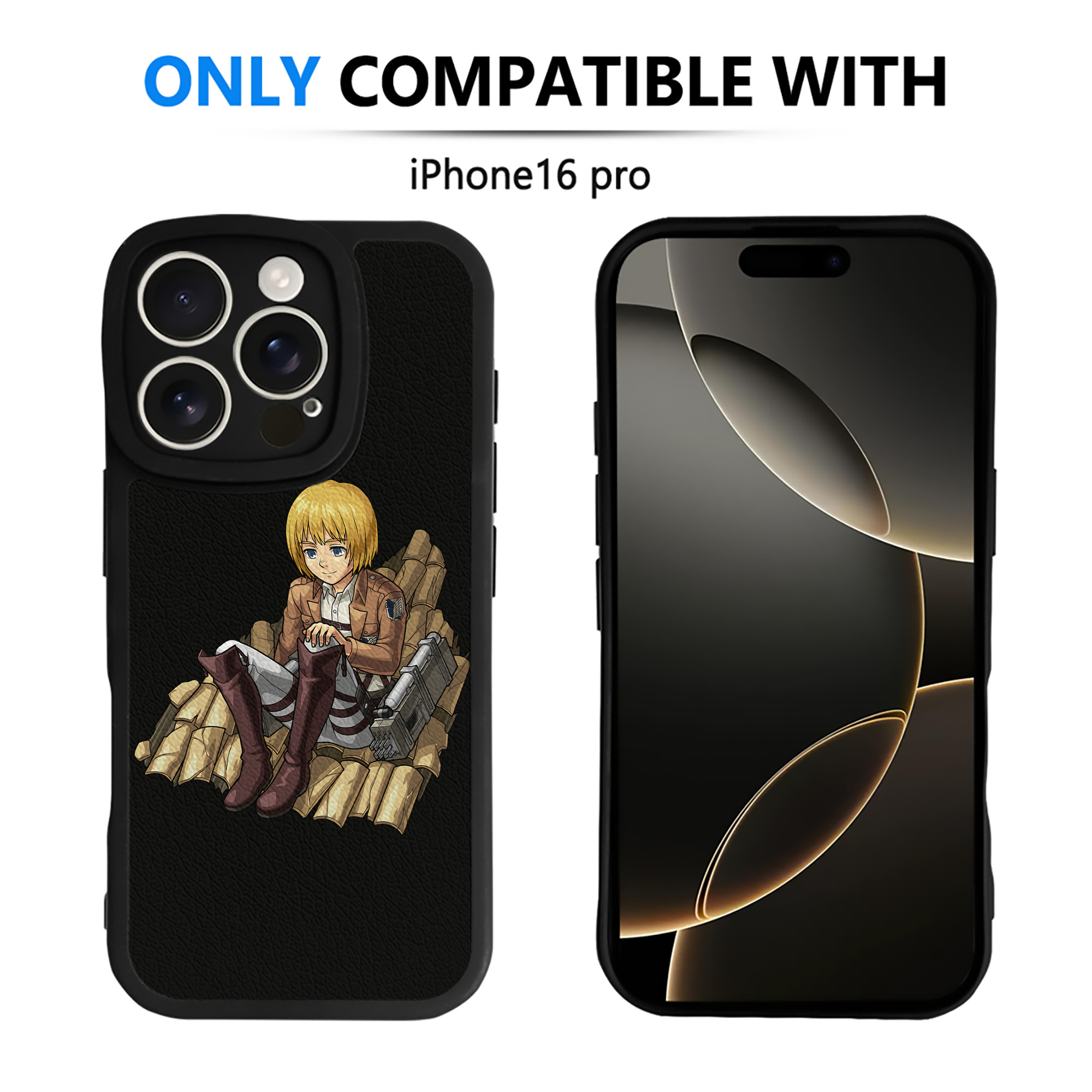 （画像用） 進撃の巨人 アルミン·アルレルト Attack on Titan Armin Arlert 【iPhone 16シリーズ対応】シリコンスマホケース（レザー調） 材質：シリコン